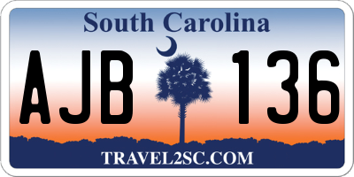SC license plate AJB136