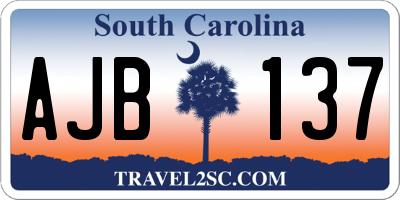 SC license plate AJB137