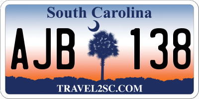 SC license plate AJB138
