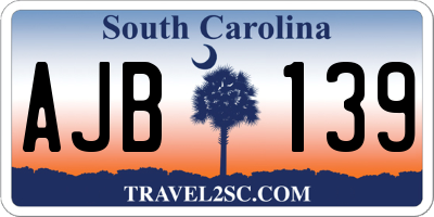 SC license plate AJB139