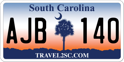 SC license plate AJB140