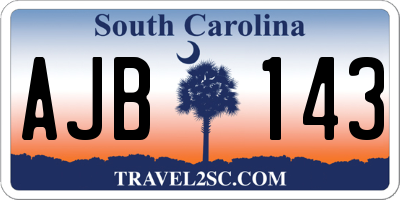 SC license plate AJB143