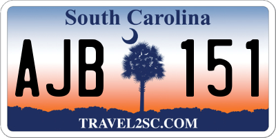 SC license plate AJB151