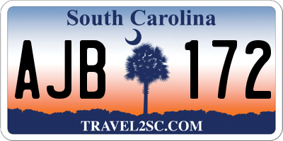 SC license plate AJB172
