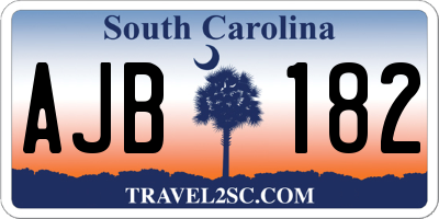 SC license plate AJB182