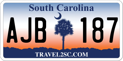 SC license plate AJB187