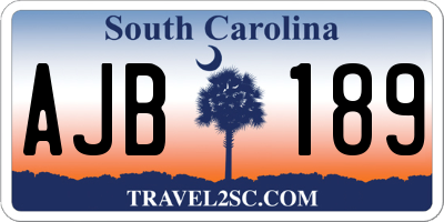 SC license plate AJB189