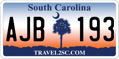SC license plate AJB193