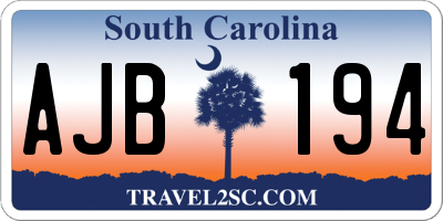 SC license plate AJB194