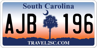 SC license plate AJB196