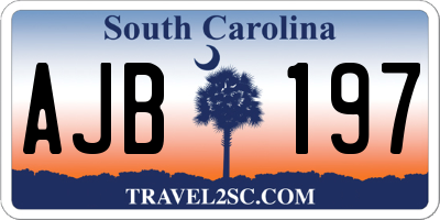 SC license plate AJB197