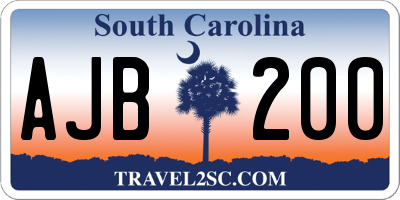 SC license plate AJB200