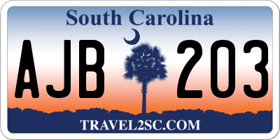 SC license plate AJB203