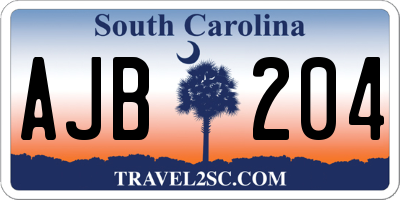 SC license plate AJB204