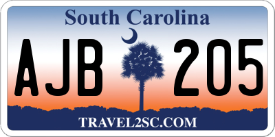 SC license plate AJB205