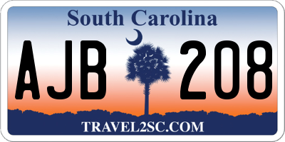 SC license plate AJB208