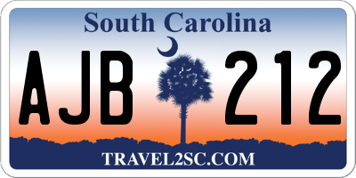 SC license plate AJB212