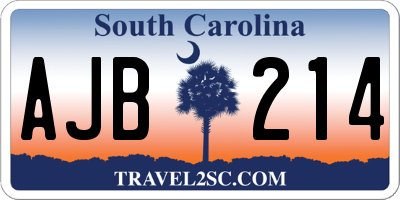 SC license plate AJB214