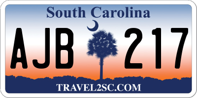 SC license plate AJB217
