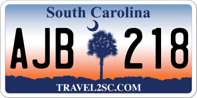 SC license plate AJB218