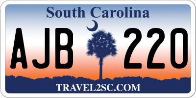 SC license plate AJB220