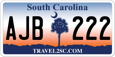 SC license plate AJB222