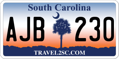SC license plate AJB230