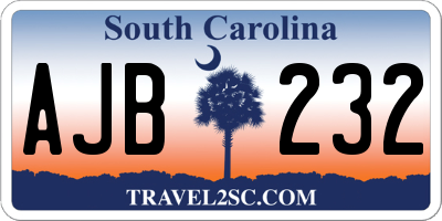 SC license plate AJB232