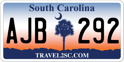 SC license plate AJB292