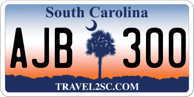 SC license plate AJB300