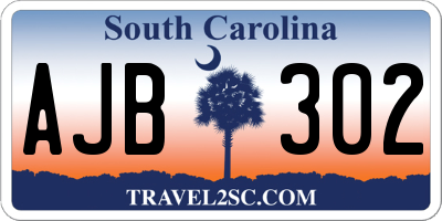 SC license plate AJB302