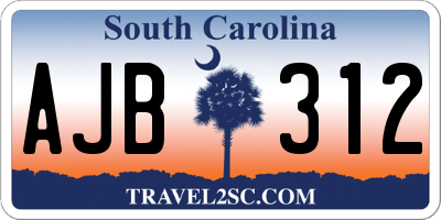 SC license plate AJB312