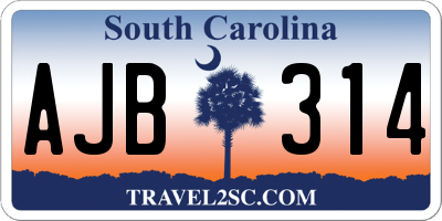 SC license plate AJB314