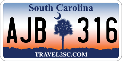 SC license plate AJB316