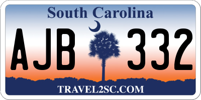 SC license plate AJB332