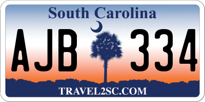 SC license plate AJB334