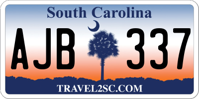 SC license plate AJB337