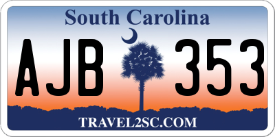SC license plate AJB353