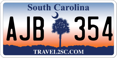 SC license plate AJB354