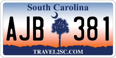 SC license plate AJB381