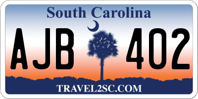 SC license plate AJB402