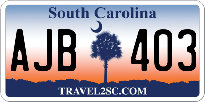 SC license plate AJB403