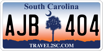SC license plate AJB404
