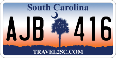 SC license plate AJB416