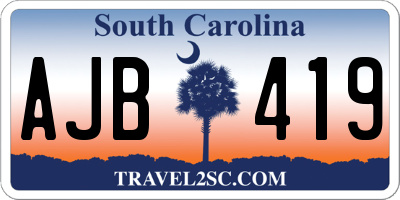 SC license plate AJB419