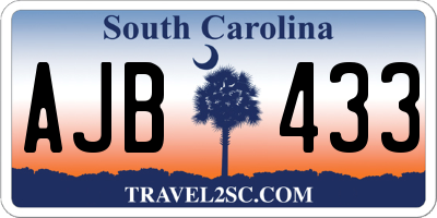 SC license plate AJB433