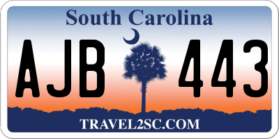 SC license plate AJB443