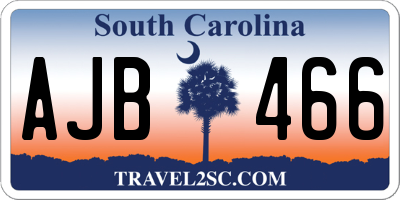 SC license plate AJB466