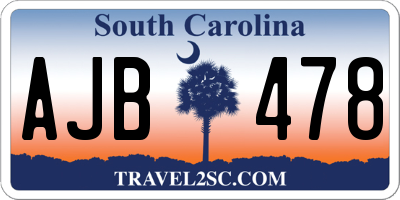 SC license plate AJB478