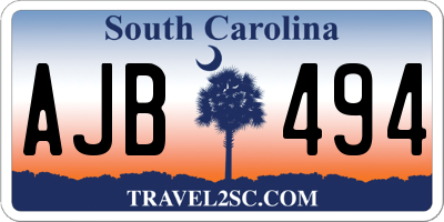 SC license plate AJB494